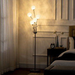 Homcom Modern Floor Lamp W/ Acrylic Shade, 5 Light, For Living Room, Silver