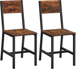 Songmics Dining Chair Set Of 2, Steel Frame, Industrial Dining Room, Living Room, Kitchen, Rustic Brown And Black - thumbnail 7