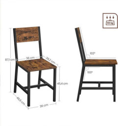 Songmics Dining Chair Set Of 2, Steel Frame, Industrial Dining Room, Living Room, Kitchen, Rustic Brown And Black - thumbnail 2