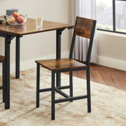 Dining Chair Set Of 2, Steel Frame, Industrial Dining Room, Living Room, Kitchen, Rustic Brown And Black