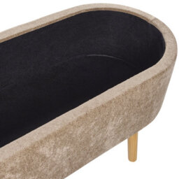 Wyld and Coco Cozynest Storage Bench In Light Brown Chenille With Pine Wood Legs - Oval Bed Bench 37 X 100 X 44 Cm - thumbnail 7