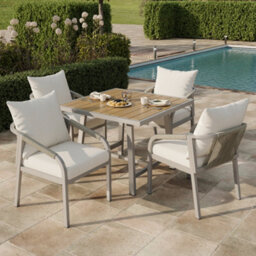 Btm 4 Seater Garden Set, Rope Sofa & Armchairs, Storage Coffee Table, Weatherproof, Beige - thumbnail 2