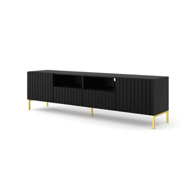 Arte Wave Tv Cabinet With Open Compartments In Black Matt W2000mm X H560mm X D420mm - image 1