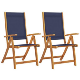 Folding Garden Chairs 2 Pcs Solid Wood Acacia And Textilene - Cushion Not Included - thumbnail 2
