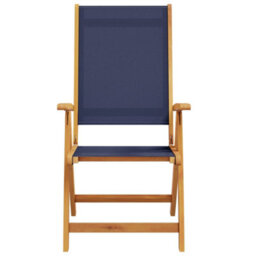 Folding Garden Chairs 2 Pcs Solid Wood Acacia And Textilene - Cushion Not Included - thumbnail 4