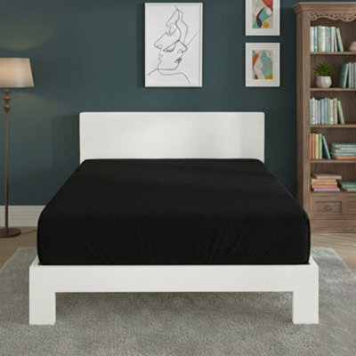 Polycotton Fitted Sheet Extra Deep 40Cm Skirt Easy Care Black - image 1