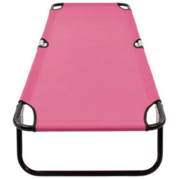 Berkfield Folding Sun Lounger Steel Pink - thumbnail 5