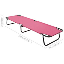 Berkfield Folding Sun Lounger Steel Pink - thumbnail 9
