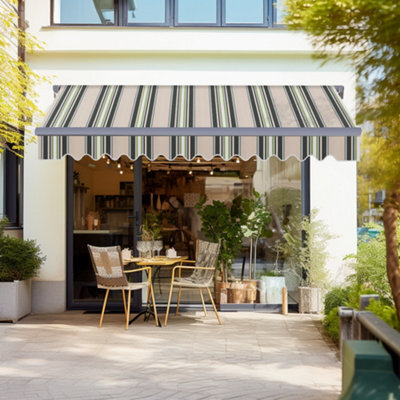 Sundaze 3.5M X 2.5M Manual Awning Retractable Gazebo Canopy Outdoor Patio Garden Sun Shade Shelter Multi Stripe - image 1