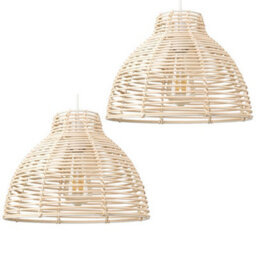 Valuelights Lobster Pot Pair Of Cream Weave Basket Ceiling Lamp Shades