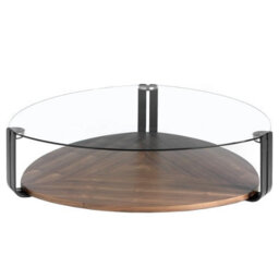 Angel Cerda Stylish Triangular Coffee Table With Glass Top And Walnut Base - thumbnail 1