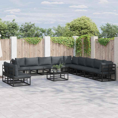 Berkfield Garden Sofa Set With Cushion 11 Pcs Black Aluminium - image 1