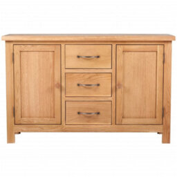 Vidaxl Sideboard With 3 Drawers 110X33.5X70 Cm Solid Oak Wood - thumbnail 2