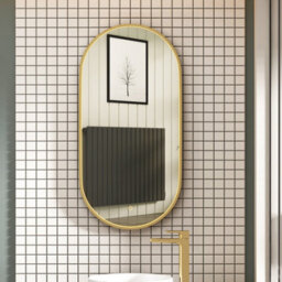 Royal Bathrooms Luxor 900 X 450mm Brushed Brass Framed Capsule Mirror Within Frame Led, Touch Sensor & Demister Pad - thumbnail 9