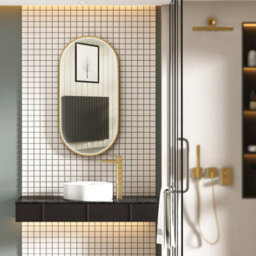 Royal Bathrooms Luxor 900 X 450mm Brushed Brass Framed Capsule Mirror Within Frame Led, Touch Sensor & Demister Pad - thumbnail 4