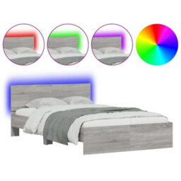 Walplus Engineered Wood Bed Frame With Headboard Rgb Led Lights And Slatted Base For Bedroom - thumbnail 2