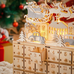 Living And Home Creative Santa Claus Calendar Ornament With 24 Drawers For Christmas Decorations - thumbnail 3