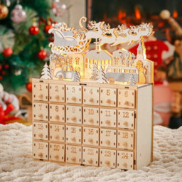 Living And Home Creative Santa Claus Calendar Ornament With 24 Drawers For Christmas Decorations - thumbnail 2