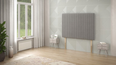 Somnior Beds Somnior  4Ft Eleanor Small Double 32 Inches Grey Linen Headboard With Wooden Struts
