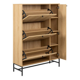 Furniture To Go Albany Shoe Cabinet 3 Flip Down Doors 1 Pull Open Door In Oak/black Legs - thumbnail 4