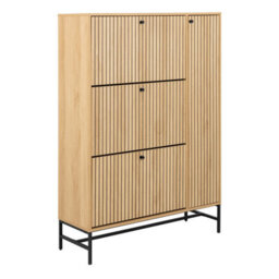 Furniture To Go Albany Shoe Cabinet 3 Flip Down Doors 1 Pull Open Door In Oak/black Legs - thumbnail 1