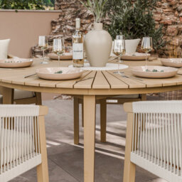 Royalcraft Roma 150Cm Round Sunray Table With Terrazzo Insert And 6 Roma Dining Chairs - thumbnail 2