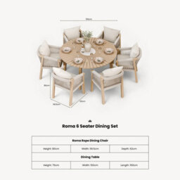 Royalcraft Roma 150Cm Round Sunray Table With Terrazzo Insert And 6 Roma Dining Chairs - thumbnail 8