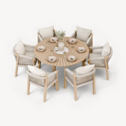 Royalcraft Roma 150Cm Round Sunray Table With Terrazzo Insert And 6 Roma Dining Chairs - thumbnail 5