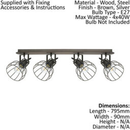 Industrial Quad Ceiling Light With 2 Matching Wall Sconces - Adjustable Metal Cage Design - thumbnail 2