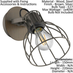 Industrial Quad Ceiling Light With 2 Matching Wall Sconces - Adjustable Metal Cage Design - thumbnail 3