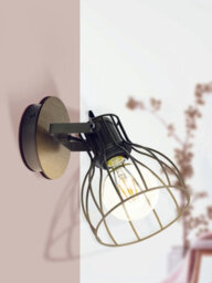 Industrial Quad Ceiling Light With 2 Matching Wall Sconces - Adjustable Metal Cage Design - thumbnail 4