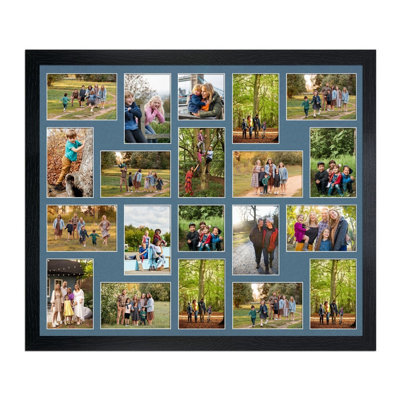 AK Frames 80X70Cm Black Modern Multi Photo Frame With Pompadour Mount - Holds 20 Apertures (18X) 6X4, (2X) 4X4 Photos - image 1