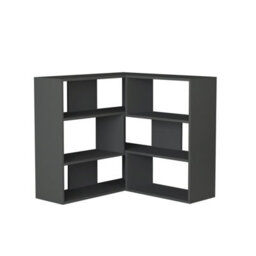 Decortie Molly Modern Corner Bookcase 3 Tier Room Divider Storage Unit Freestanding Melamine Finish Anthracite Grey 89Cm - thumbnail 2
