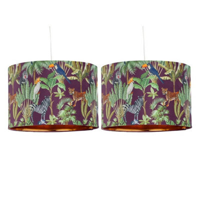 Set Of 2 Safari Jungle Easy Fit Ceiling Lightshade Table Lamp Pendant Shades - image 1