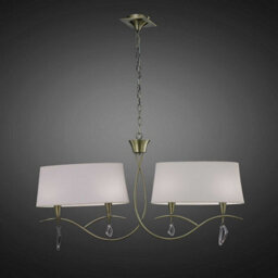 Luminosa Lighting Luminosa Mara Linear Pendant 2 Arm 4 Light E14, Antique Brass With Ivory White Shades - thumbnail 2