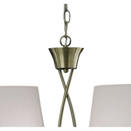 Luminosa Lighting Luminosa Mara Linear Pendant 2 Arm 4 Light E14, Antique Brass With Ivory White Shades - thumbnail 4