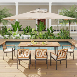 Costway 220 X 95Cm Patio Dining Table Indoor & Outdoor Dining Table-Natural - thumbnail 9