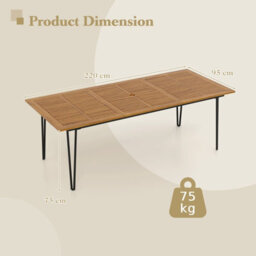 Costway 220 X 95Cm Patio Dining Table Indoor & Outdoor Dining Table-Natural - thumbnail 2