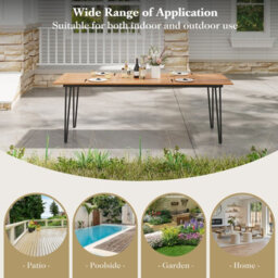 Costway 220 X 95Cm Patio Dining Table Indoor & Outdoor Dining Table-Natural - thumbnail 4