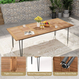 Costway 220 X 95Cm Patio Dining Table Indoor & Outdoor Dining Table-Natural - thumbnail 5