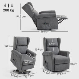 Charcoal Grey Riser And Recliner Chair Electric Reclining Chair With Remote Control - thumbnail 2