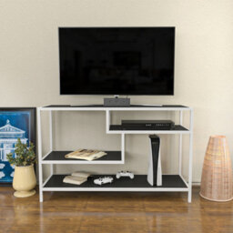 Decorotika Robins Tv Stand Tv Unit Tv Cabinet For Tvs Up To 55 Inches White And Anthracite