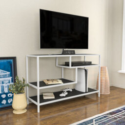 Decorotika Robins Tv Stand Tv Unit Tv Cabinet For Tvs Up To 55 Inches White And Anthracite - thumbnail 3