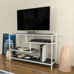 Decorotika Robins Tv Stand Tv Unit Tv Cabinet For Tvs Up To 55 Inches White And Anthracite - thumbnail 2