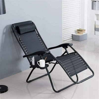 Abaseen 1X Sun Lounger Zero Gravity Chair, Garden Folding Recliner Chairs With Cup And Phone Holder - image 1