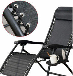 Abaseen 1X Sun Lounger Zero Gravity Chair, Garden Folding Recliner Chairs With Cup And Phone Holder - thumbnail 4