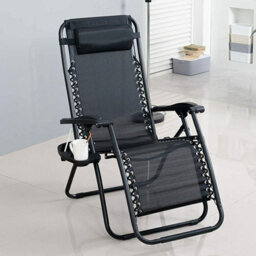 Abaseen 1X Sun Lounger Zero Gravity Chair, Garden Folding Recliner Chairs With Cup And Phone Holder - thumbnail 2