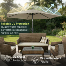 Keplin 2.7M Tilting Parasol Umbrella With Crank & Tilt, Steel Frame Sun Shade With Cover, 180G Uv-Resistant Polyester,  Cream - thumbnail 2