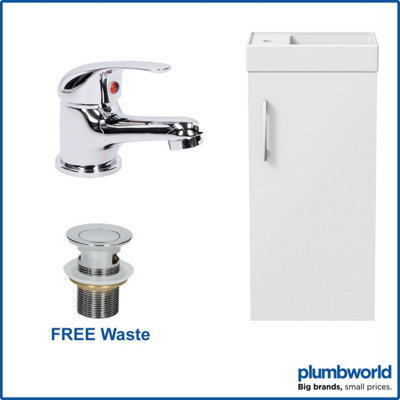 Affine 400mm Bathroom Basin Sink Vanity Unit Furniture 1Th Curved Mixer Tap Free Waste - image 1