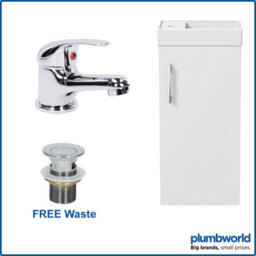 Affine 400mm Bathroom Basin Sink Vanity Unit Furniture 1Th Curved Mixer Tap Free Waste - thumbnail 1